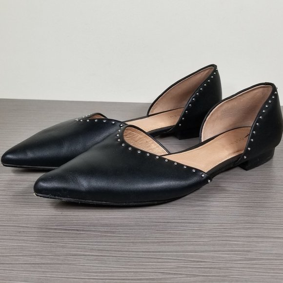 Halogen Maisy d'Orsay Studded Flat, Black Leather, Womens Size 7.5 M - Picture 3 of 13